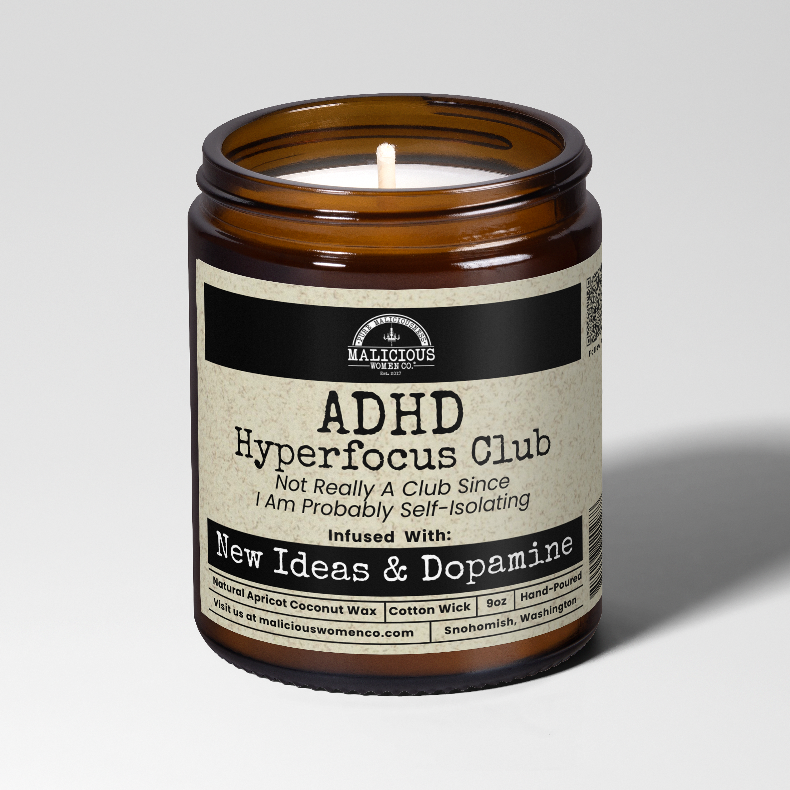ADHD Hyperfocus Club 9oz Mental Health Candle Malicious Women Co